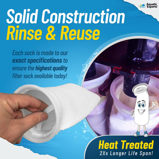 Aquatic Experts 4" Ring Aquarium Filter Sock 200 Micron for Saltwater & Reef Aquariums