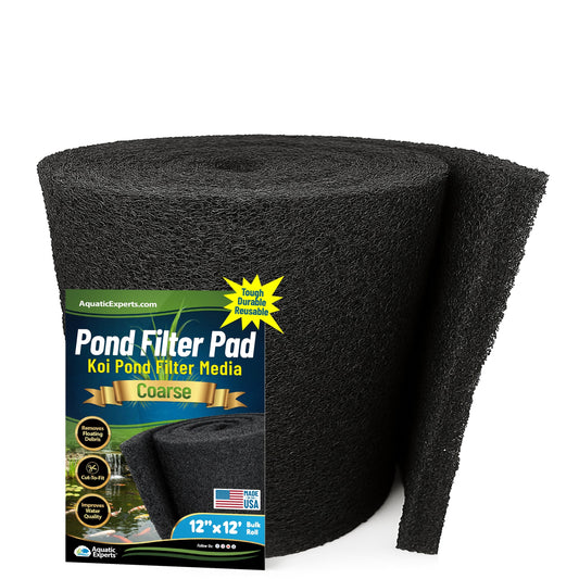 Classic Koi Pond Filter Pad COARSE - Black Bulk Roll Filter Media, Ultra-Durable Latex Coated for Fish Ponds