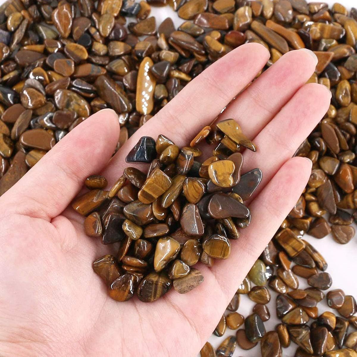 Tiger's Eye Decorative Rocks - 1 Lb Irregular Gem Pebbles for Aquariums, Succulents, and Flowerpot Landscapes
