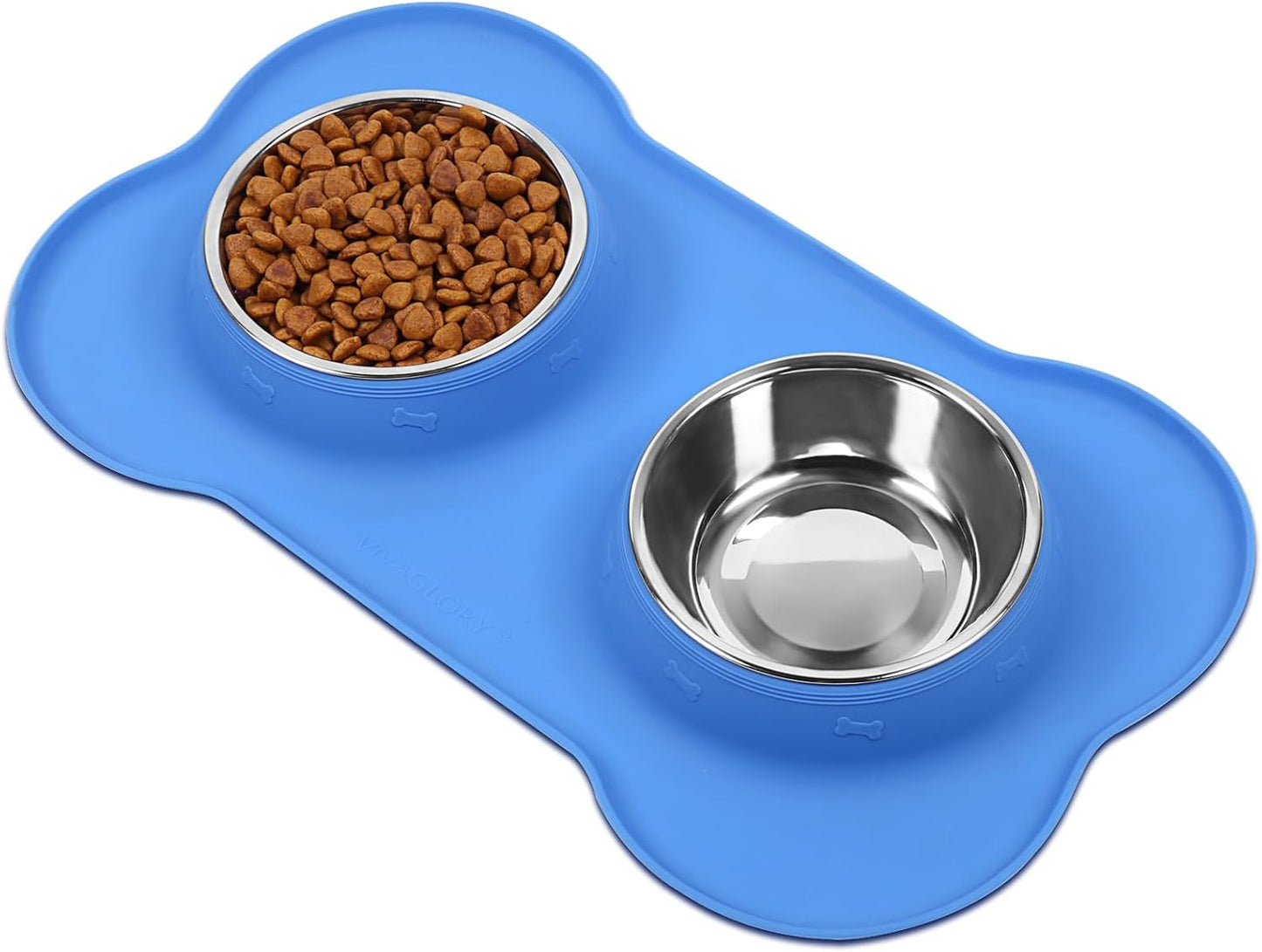Premium Stainless Steel Dog & Cat Bowls with Non-Slip Silicone Mat - Large, Blue, Perfect for Food & Water