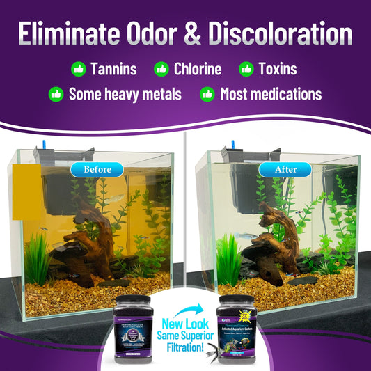 Premium Activated Carbon - Aquarium Filter Charcoal Media - Removes Water Odors & Discoloration
