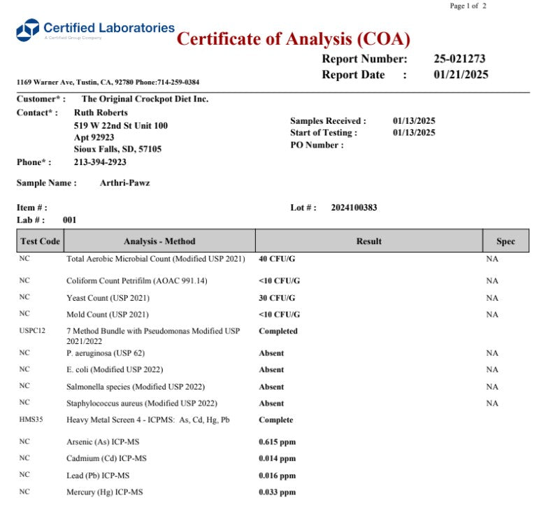 Arthri-Pawz – with Glucosamine for Cats and Dogs