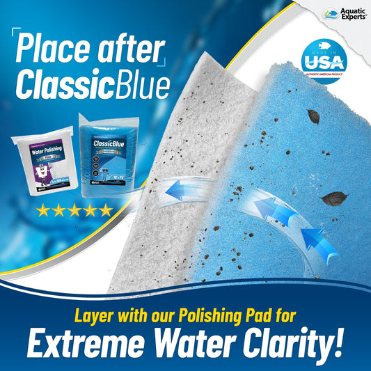 Aquarium Bundle - ClassicBlue 12" x 72" + Polishing Pad Filter Pad 100 Micron 1 pack