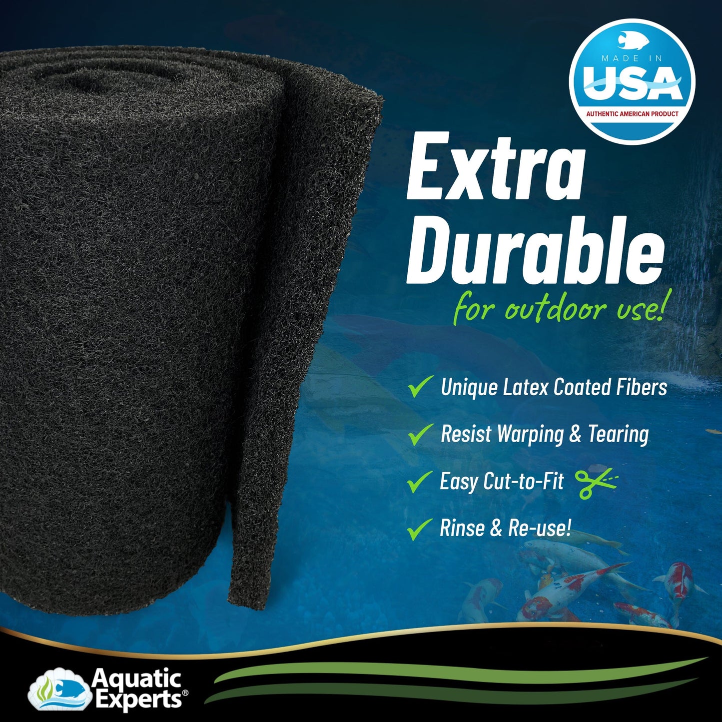 Pond Bundle -Carbon Filter 18"x 36" + BioBall 300 count with Mesh Bag + Cream Pond 18"x36" Bundle
