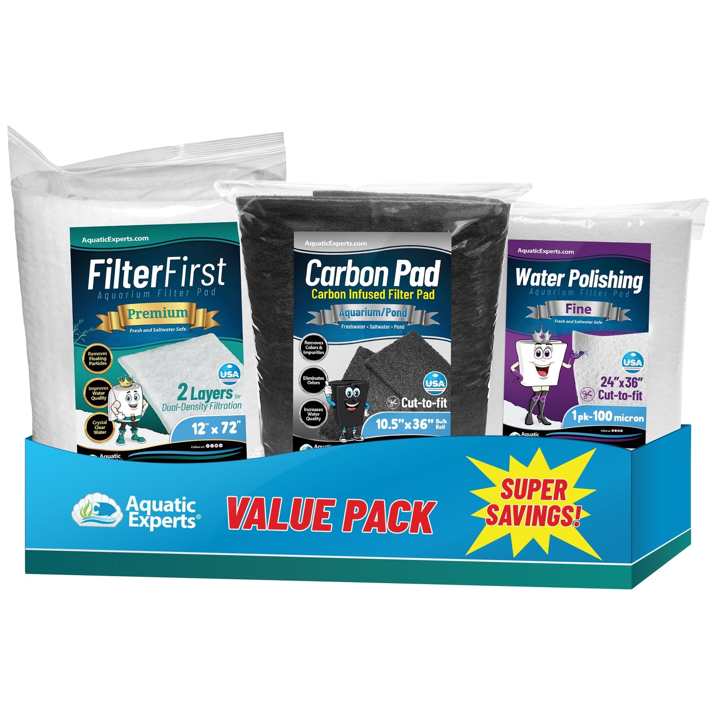 Aquarium Filter Floss for Fish Tank Filters - FilterFirst Pad - Media Roll for Crystal Clear Water