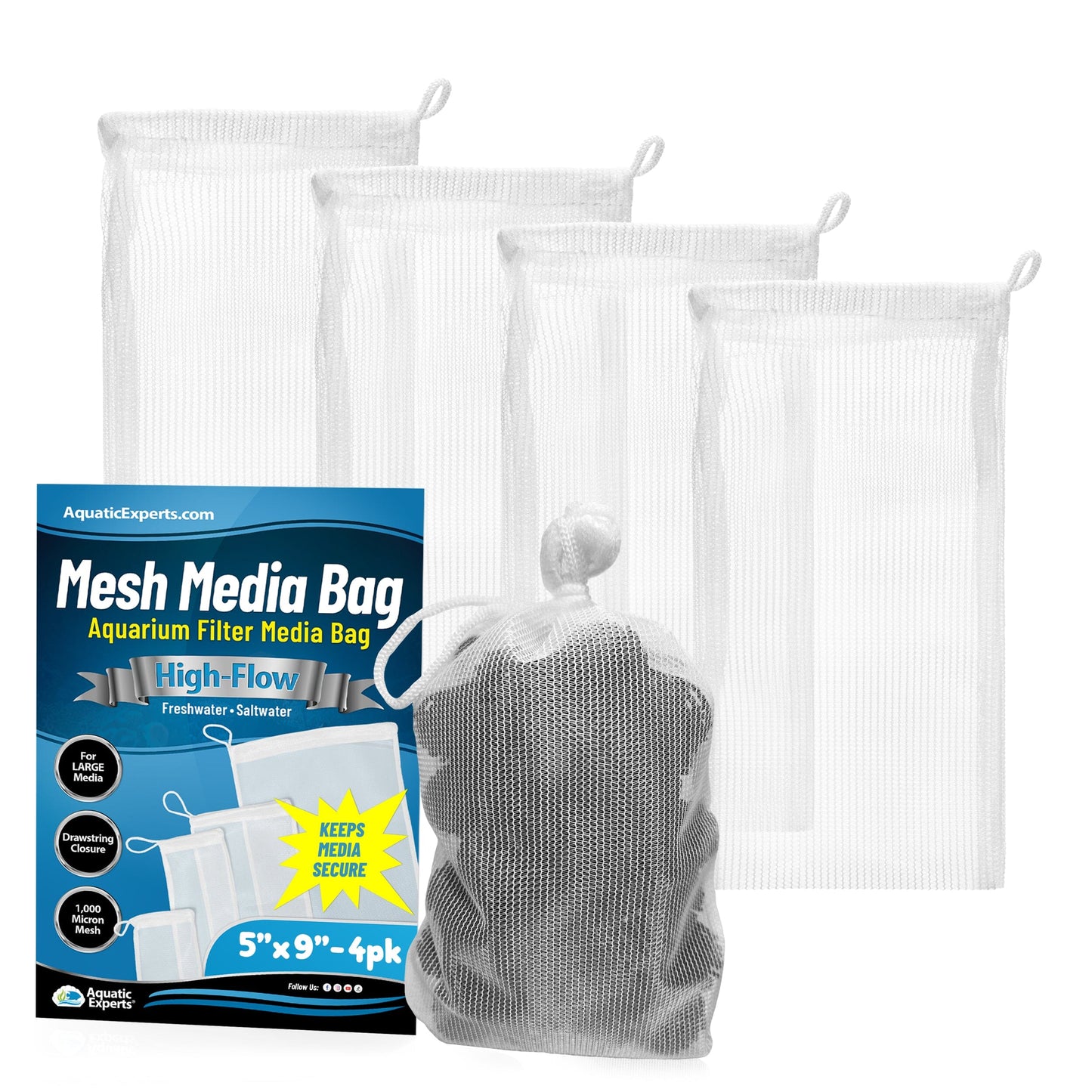 Aquatic Experts Aquarium Filter Bag - High Flow Mesh Media Bags - Ideal for Efficient Aquarium Filtration