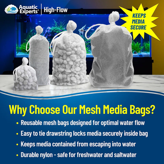 Aquatic Experts Aquarium Filter Bag - High Flow Mesh Media Bags - Ideal for Efficient Aquarium Filtration