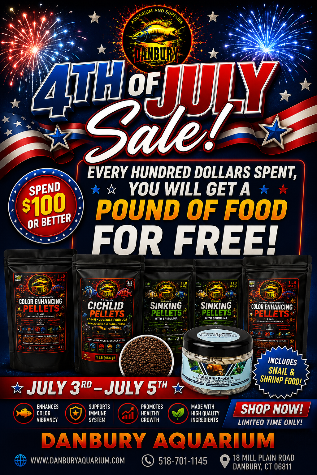 4th July free food for every $100 Spent