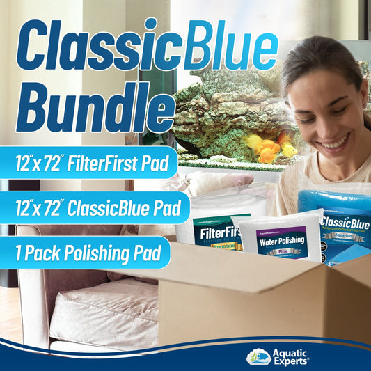 Aquarium Bundle - ClassicBlue 12"x72" + FilterFirst 12"x72" + Polishing Filter Pad 100 Micron - 1 pack