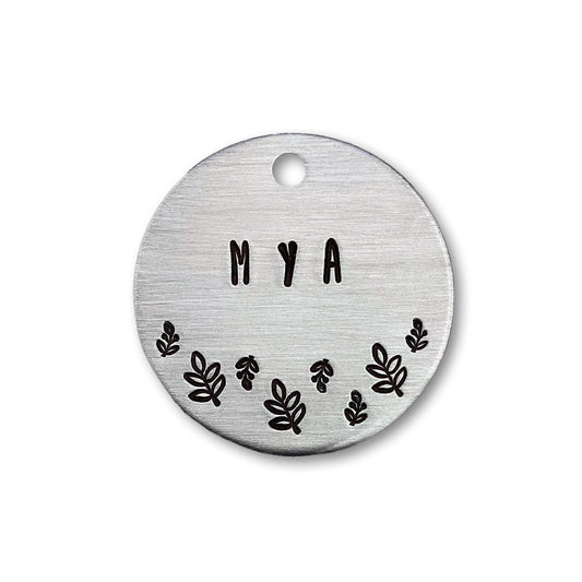 Flower Mya Handstamped - Pet ID Tag