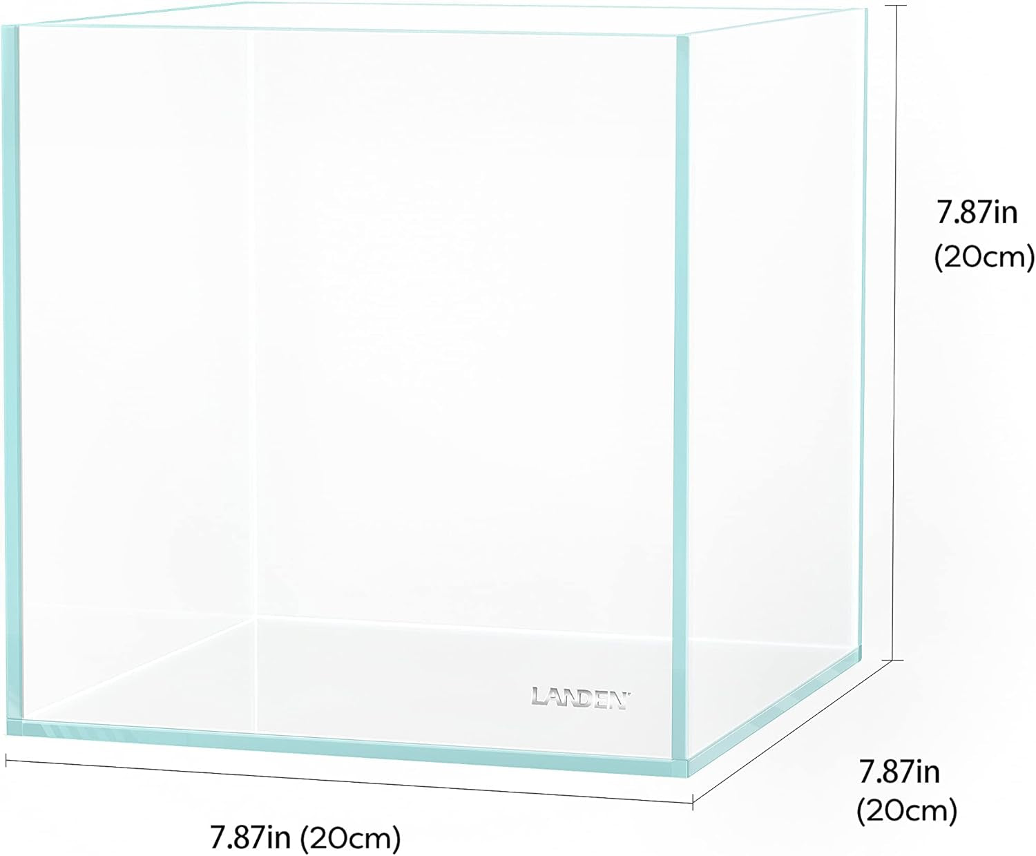 20 Gallon Rimless Low Iron Clear Aquarium Tank - Perfect Small Betta Fish Home, 7.8" Cube Design with Nano Foam Leveling Mat