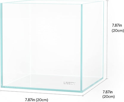20 Gallon Rimless Low Iron Clear Aquarium Tank - Perfect Small Betta Fish Home, 7.8" Cube Design with Nano Foam Leveling Mat
