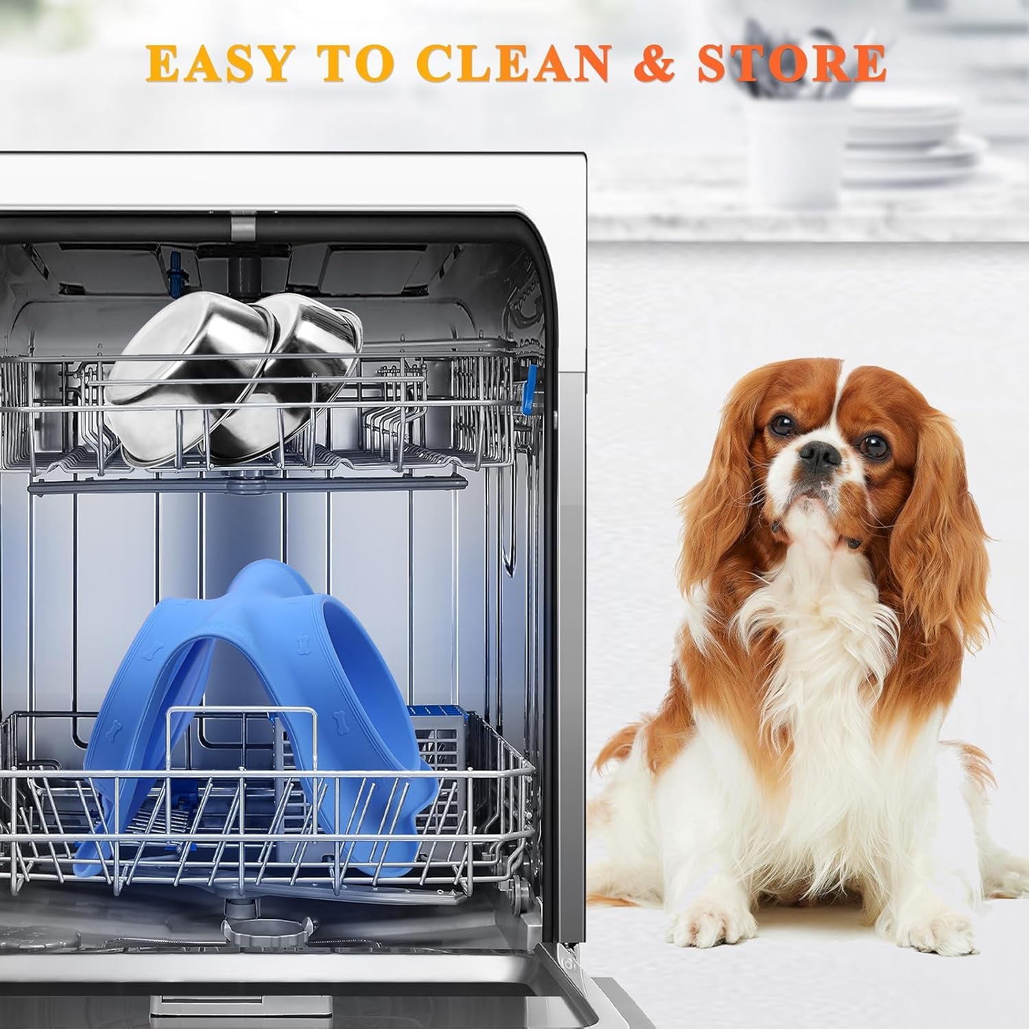 Premium Stainless Steel Dog & Cat Bowls with Non-Slip Silicone Mat - Large, Blue, Perfect for Food & Water