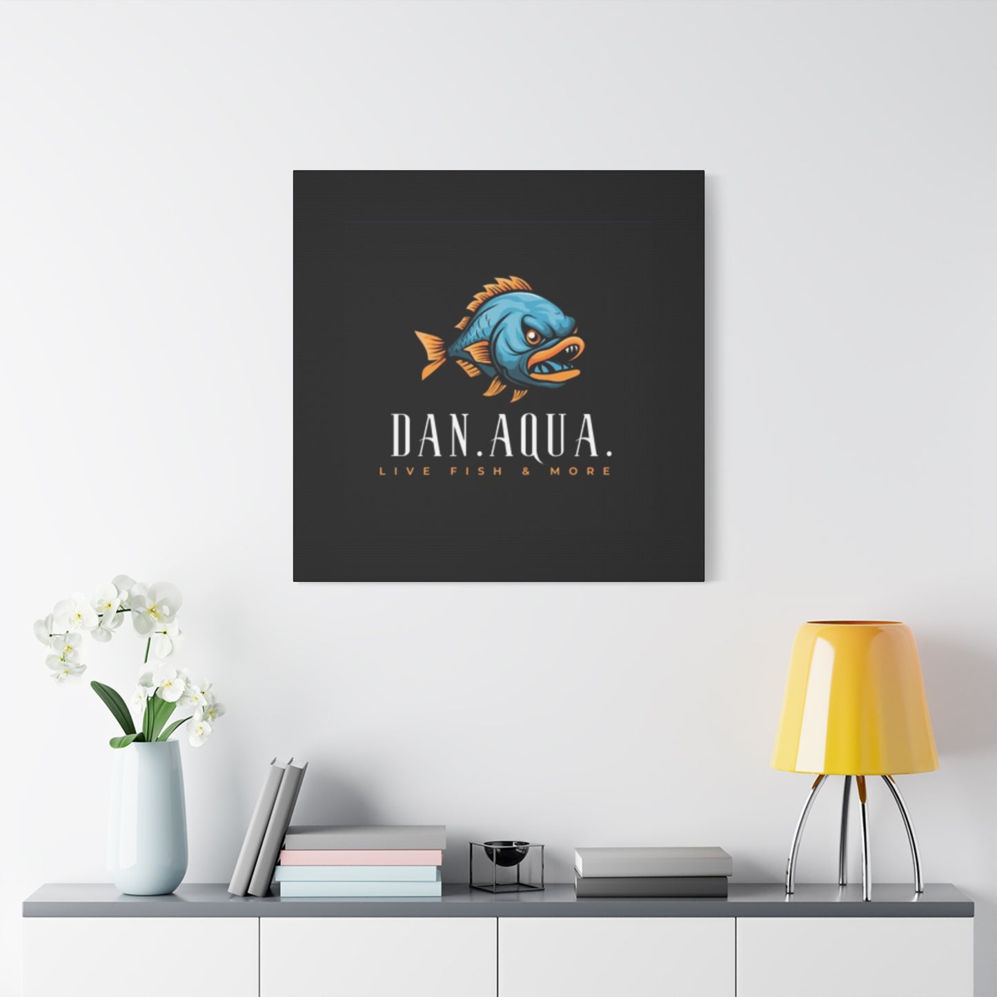 Dan.Aqua Fish Logo Canvas Print — Matte Stretched Wall Art