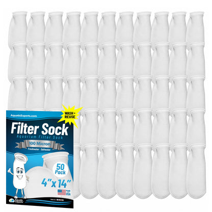 Aquatic Experts Aquatic Experts 4" Ring Aquarium Filter Sock 100 Micron for Saltwater & Reef Aquariums