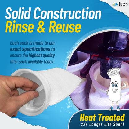 Aquatic Experts 7" Ring Aquarium Filter Sock 200 Micron for Saltwater & Reef Aquariums