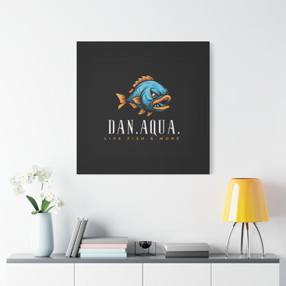 Dan.Aqua Fish Logo Canvas Print — Matte Stretched Wall Art