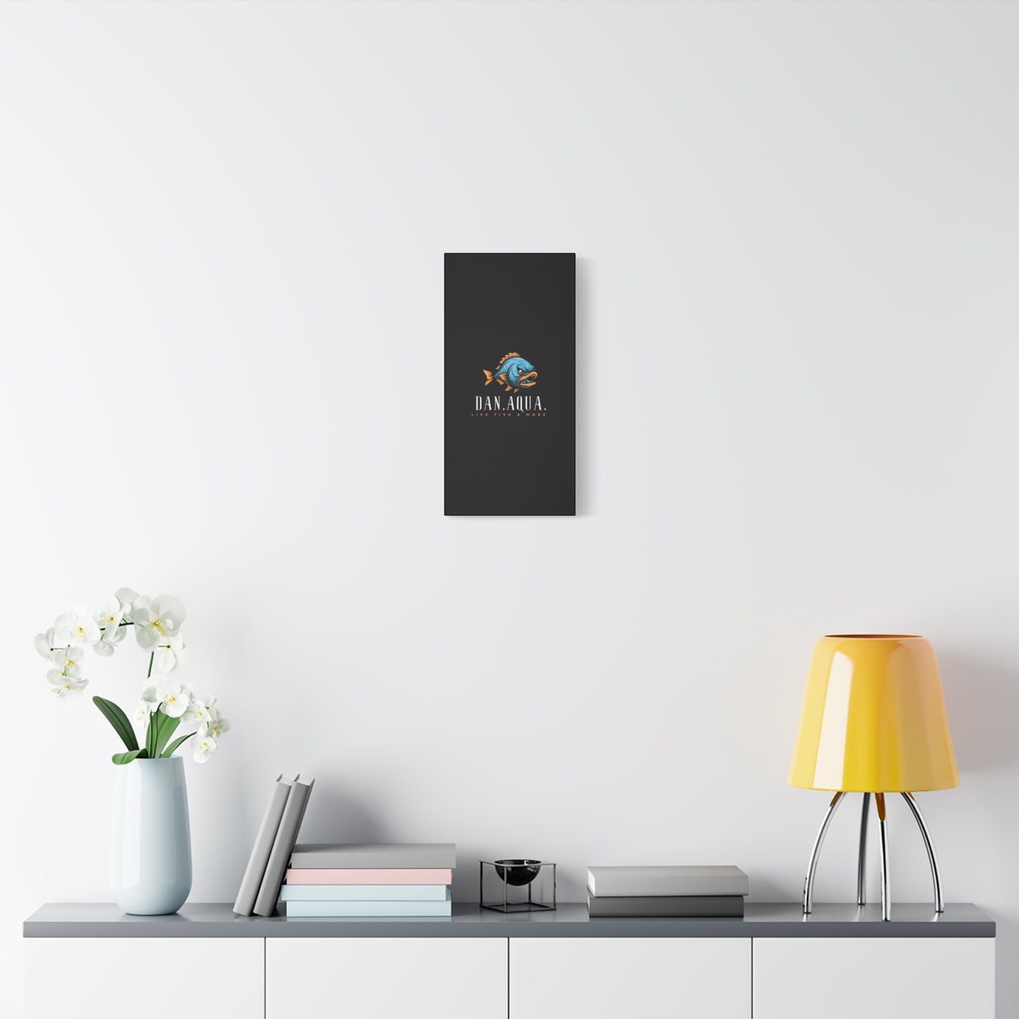 Dan.Aqua Fish Logo Canvas Print — Matte Stretched Wall Art