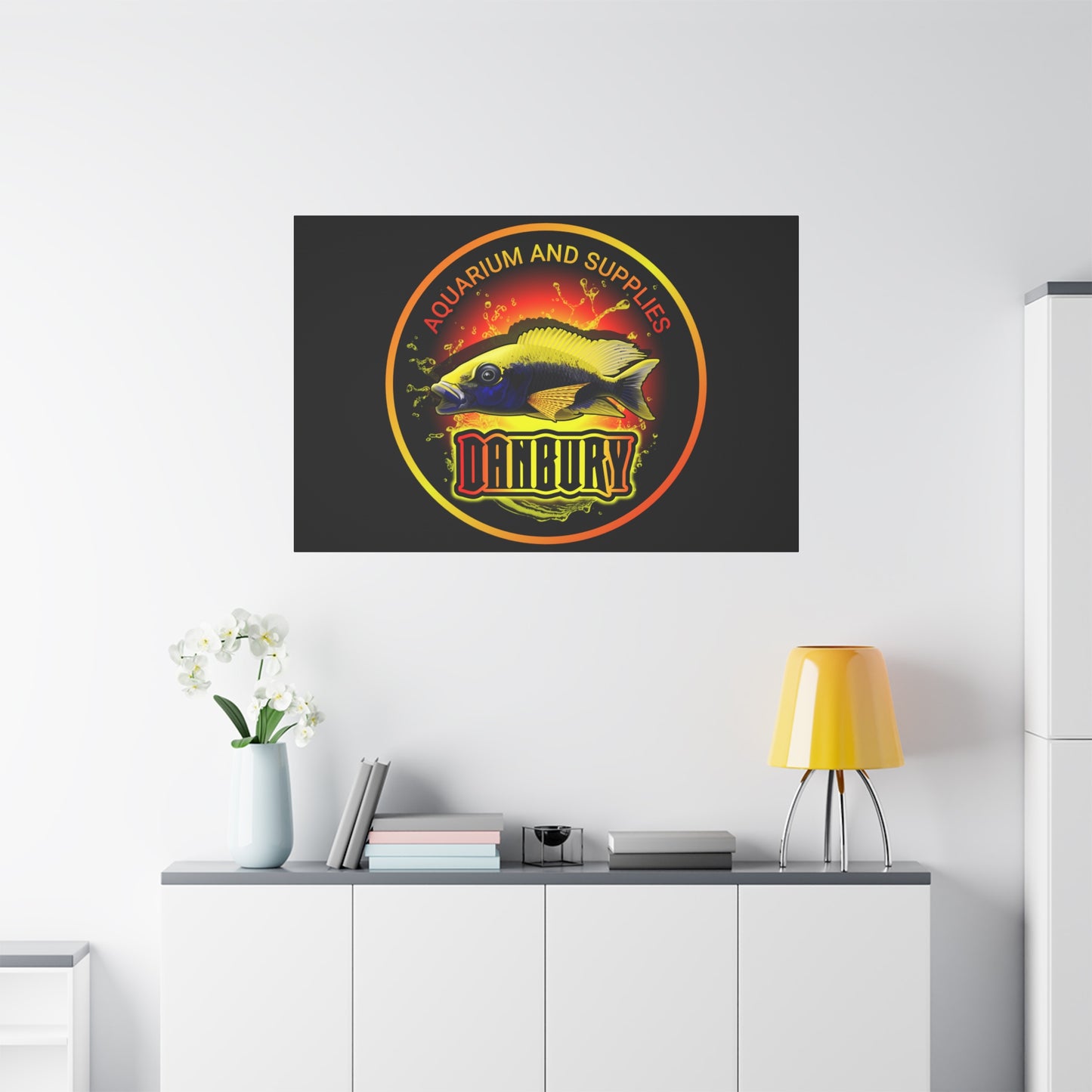 Danbury Aquarium Supplies Fish Logo Matte Canvas Print