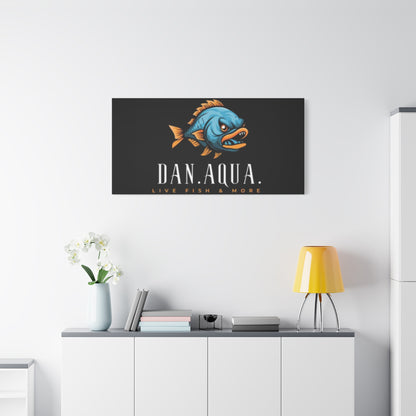 Dan.Aqua Fish Logo Canvas Print — Matte Stretched Wall Art