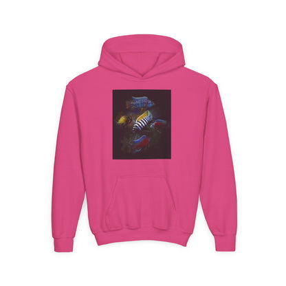 Youth Hoodie — Colorful Aquarium Fish Graphic Pullover