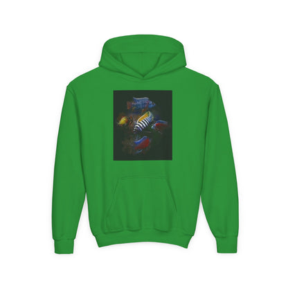 Youth Hoodie — Colorful Aquarium Fish Graphic Pullover