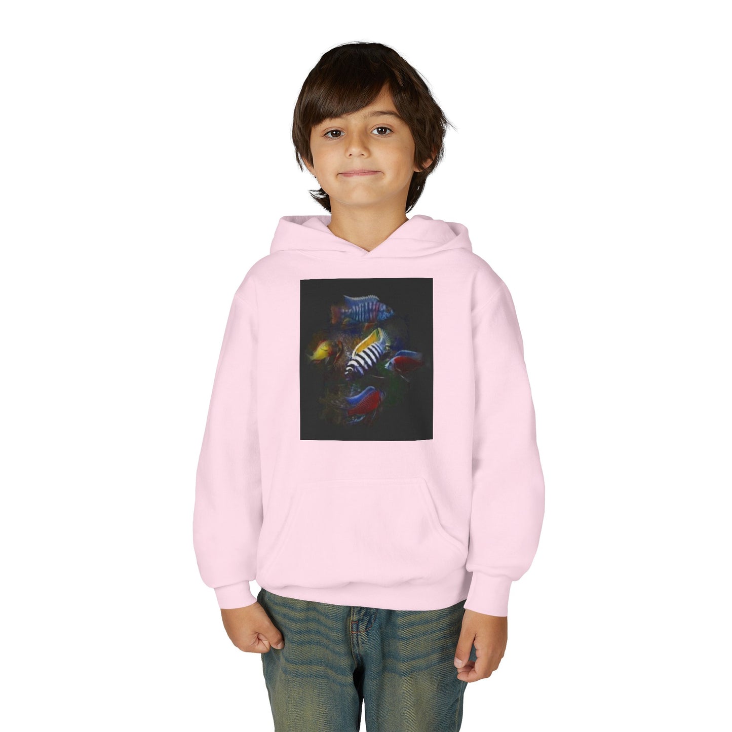 Youth Hoodie — Colorful Aquarium Fish Graphic Pullover