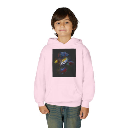 Youth Hoodie — Colorful Aquarium Fish Graphic Pullover
