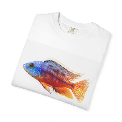 Aqua Predator Fish T‑Shirt — Vibrant Blue Orange Fish Graphic Tee