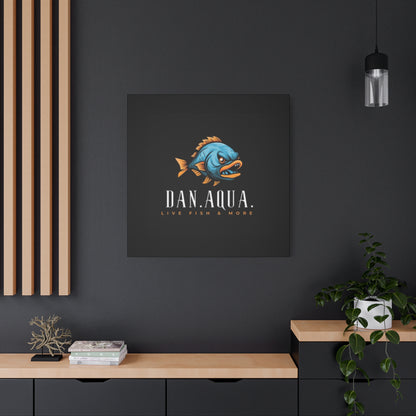 Dan.Aqua Fish Logo Canvas Print — Matte Stretched Wall Art