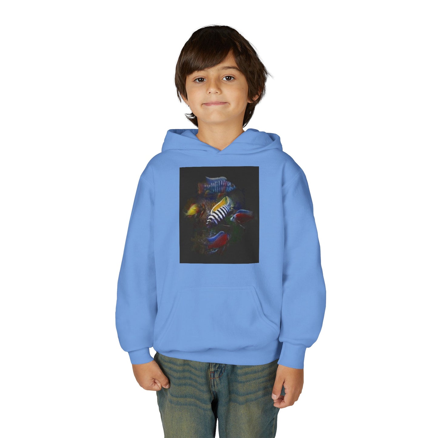 Youth Hoodie — Colorful Aquarium Fish Graphic Pullover