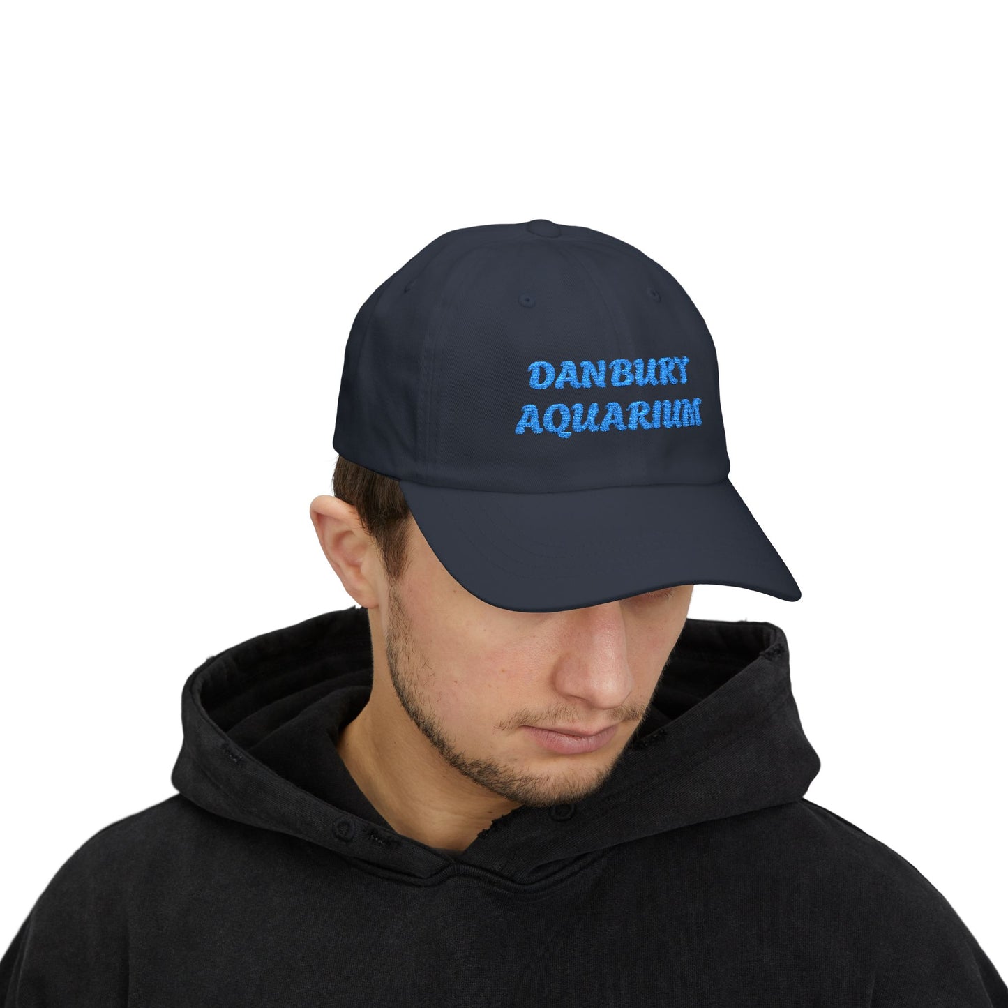 Danbury Aquarium Dad Cap — Embroidered White Baseball Hat
