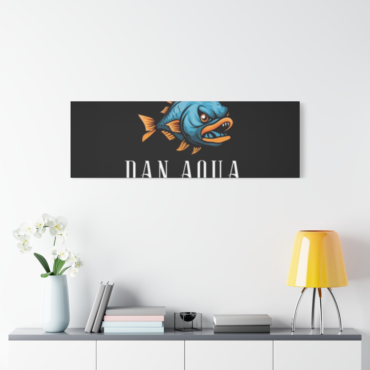 Dan.Aqua Fish Logo Canvas Print — Matte Stretched Wall Art