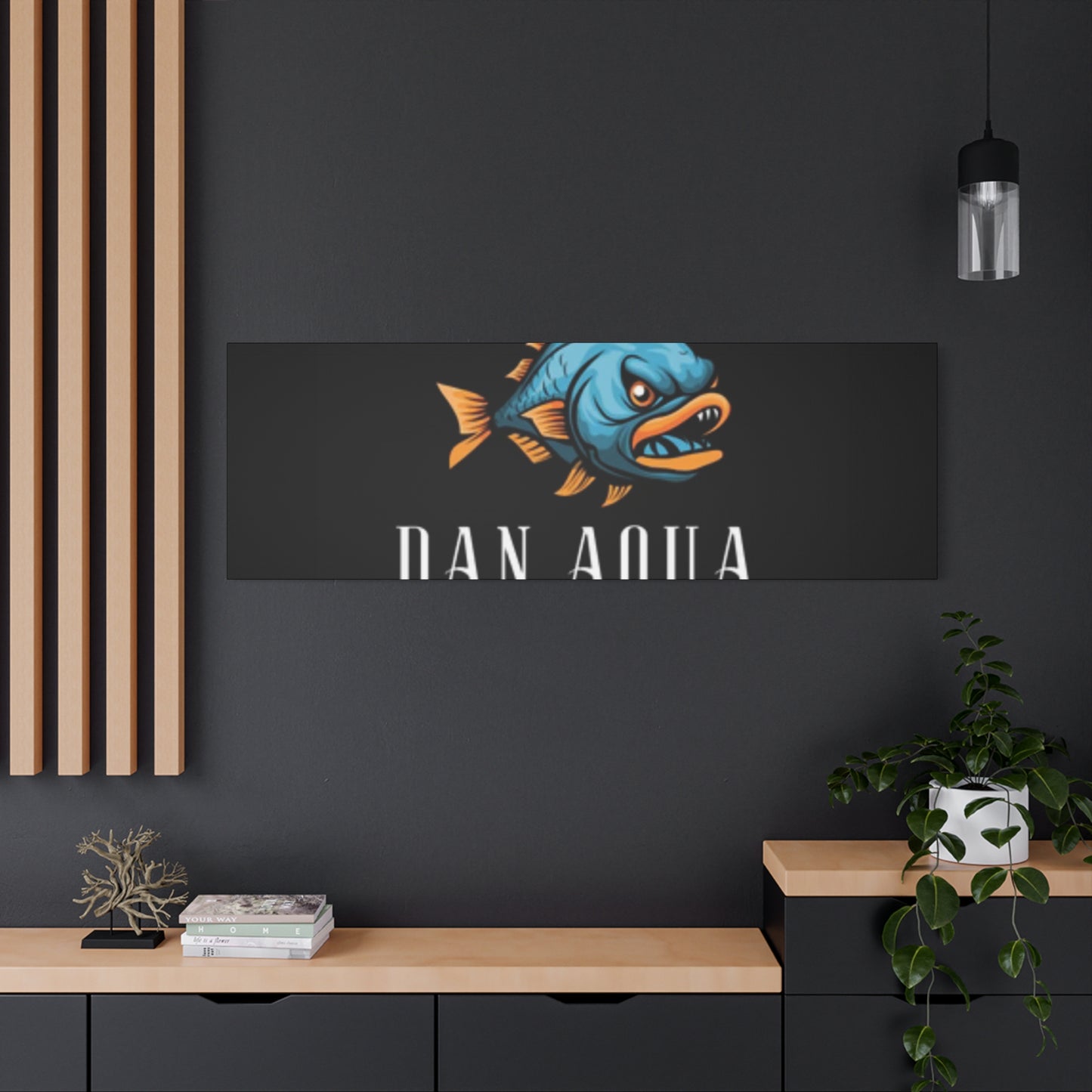 Dan.Aqua Fish Logo Canvas Print — Matte Stretched Wall Art