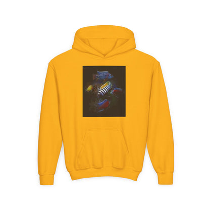 Youth Hoodie — Colorful Aquarium Fish Graphic Pullover