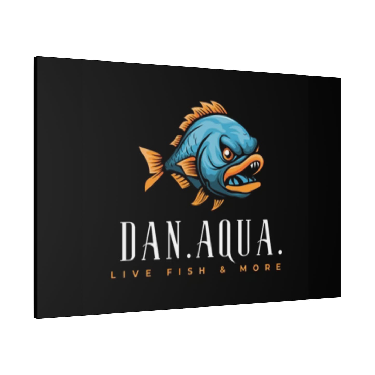 Dan.Aqua Fish Logo Canvas Print — Matte Stretched Wall Art