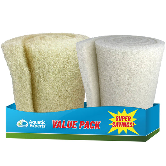 Cream COARSE Koi Pond Filter Pad - 2" Thick Bulk Roll Filter Media for Water Gardens - Made in USA