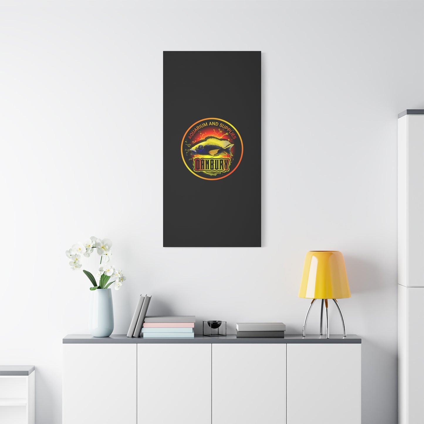 Danbury Aquarium Supplies Fish Logo Matte Canvas Print