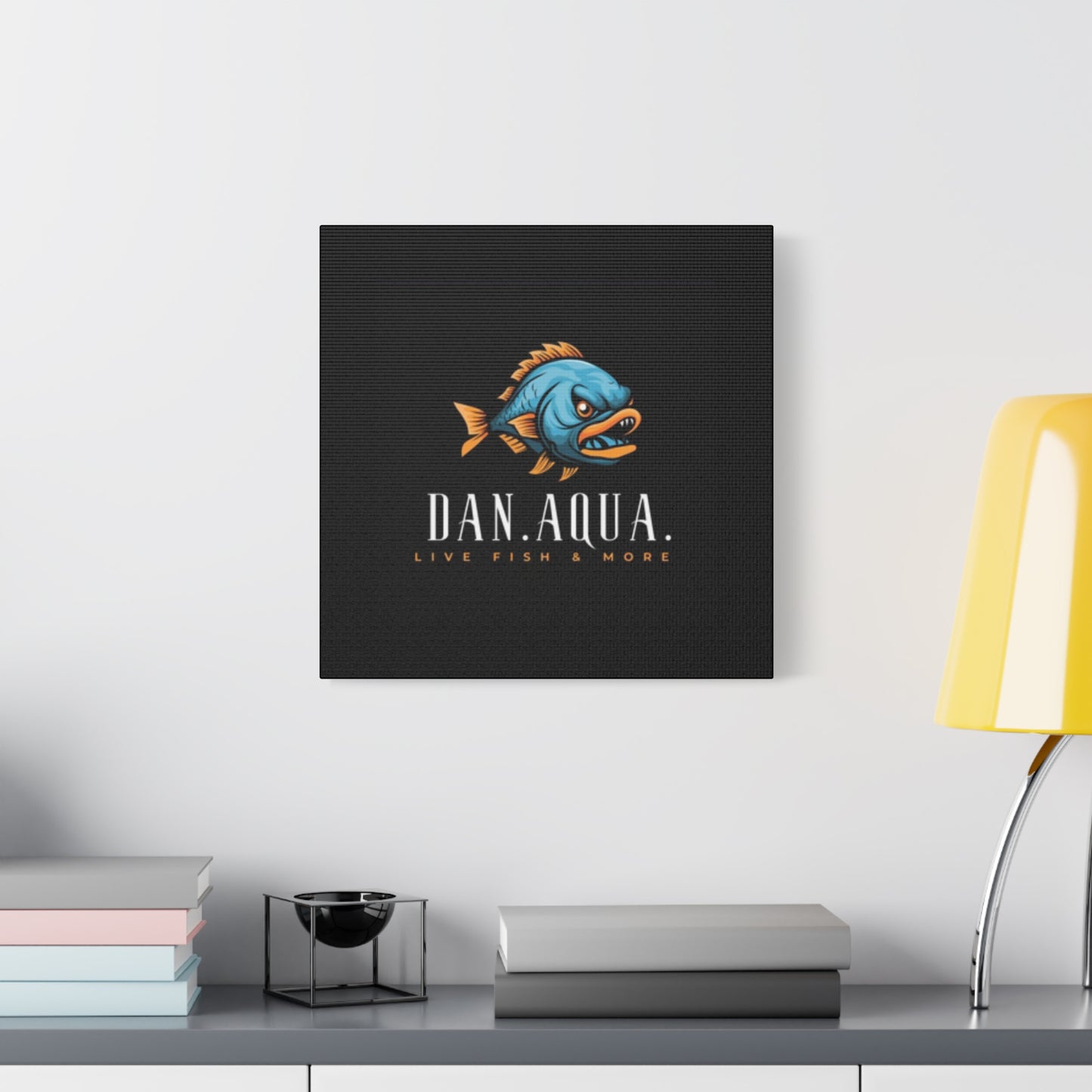 Dan.Aqua Fish Logo Canvas Print — Matte Stretched Wall Art