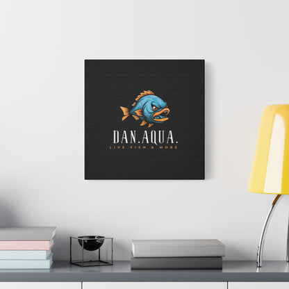 Dan.Aqua Fish Logo Canvas Print — Matte Stretched Wall Art