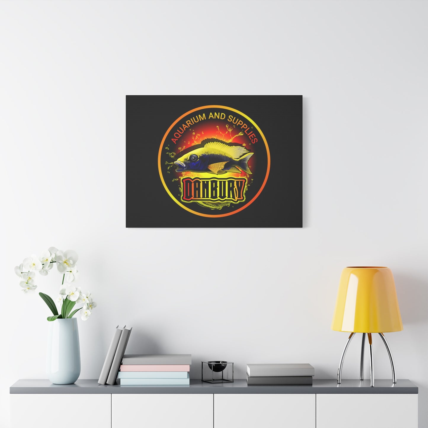 Danbury Aquarium Supplies Fish Logo Matte Canvas Print