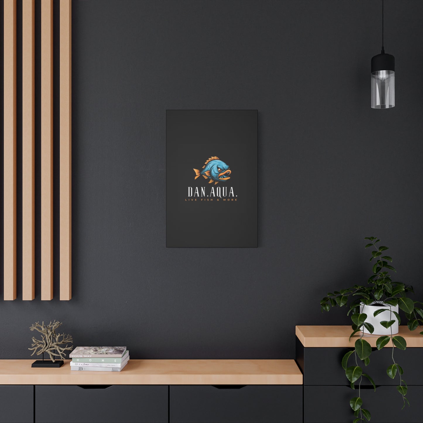 Dan.Aqua Fish Logo Canvas Print — Matte Stretched Wall Art