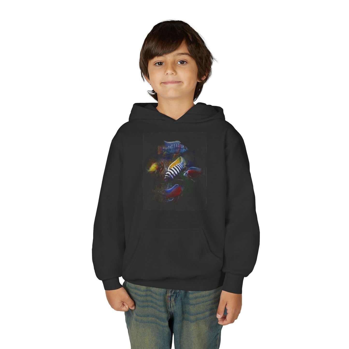 Youth Hoodie — Colorful Aquarium Fish Graphic Pullover