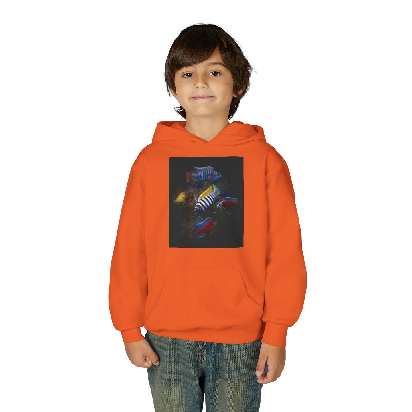 Youth Hoodie — Colorful Aquarium Fish Graphic Pullover