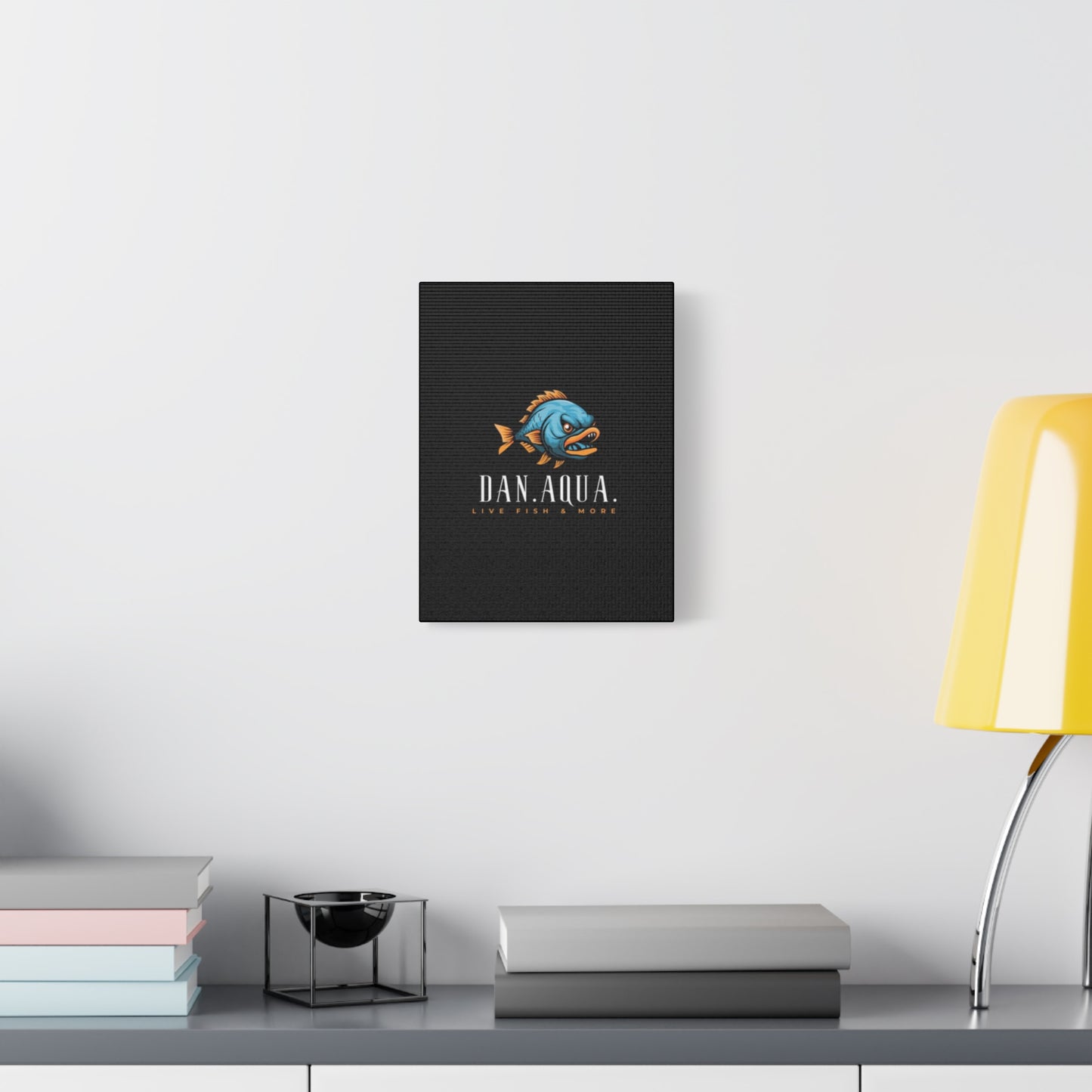 Dan.Aqua Fish Logo Canvas Print — Matte Stretched Wall Art