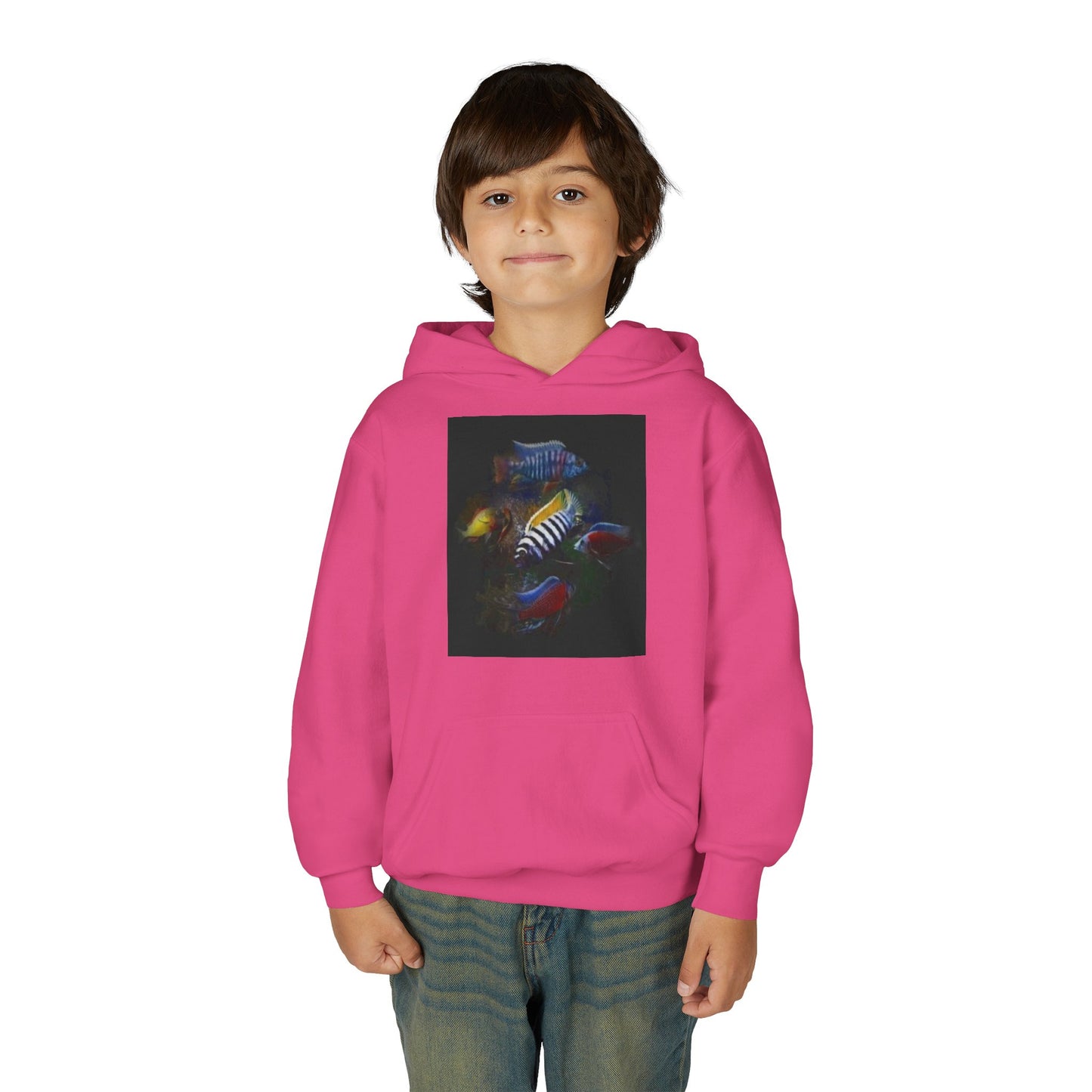 Youth Hoodie — Colorful Aquarium Fish Graphic Pullover