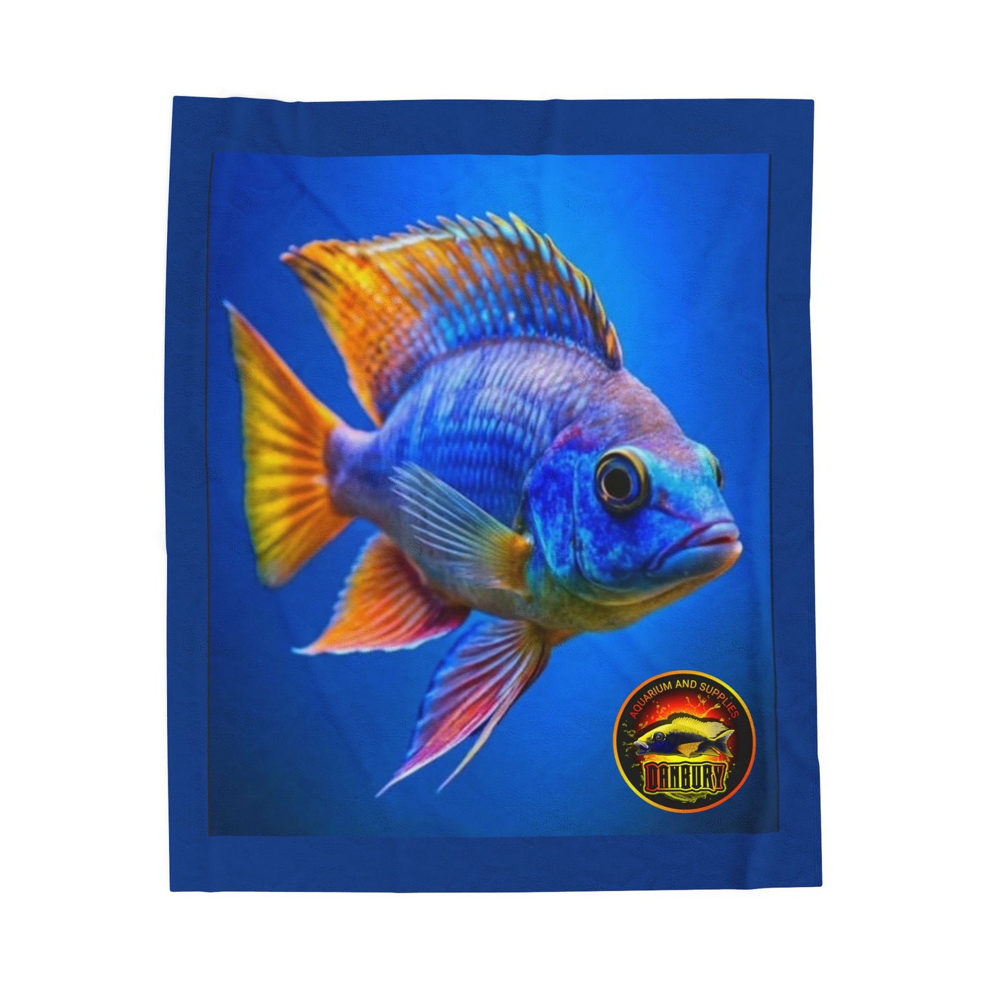 Tropical Fish Velveteen Plush Blanket — Vibrant Reef Blue Throw for Aquarium Lovers