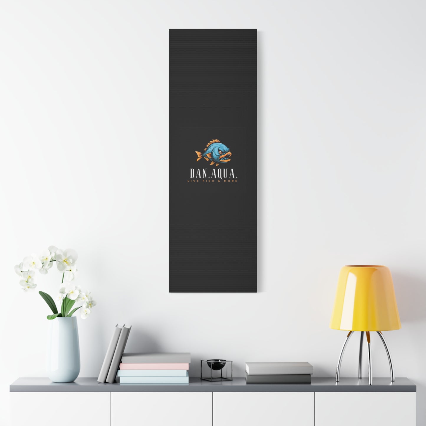 Dan.Aqua Fish Logo Canvas Print — Matte Stretched Wall Art