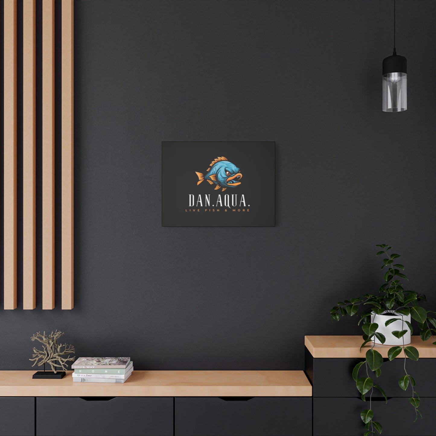 Dan.Aqua Fish Logo Canvas Print — Matte Stretched Wall Art