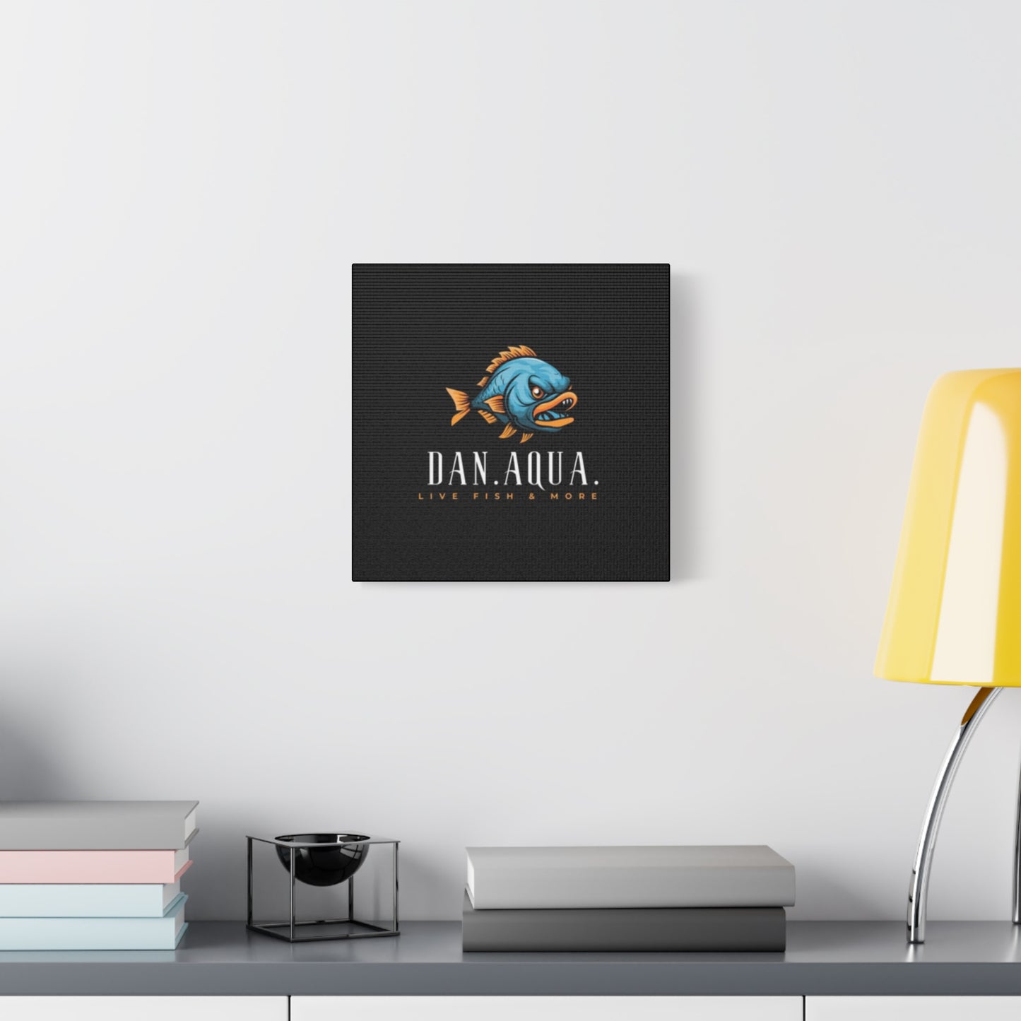 Dan.Aqua Fish Logo Canvas Print — Matte Stretched Wall Art